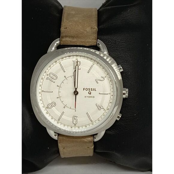 Fossil FTW1200 Women's Sand Leather Silver Analog Dial Hybrid Smartwatch XX706 - Picture 1 of 12
